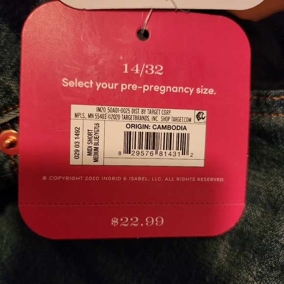 Isabel Maternity denim shorts pre pregnancy size 14/32 crossover panel denim - Picture 6 of 7